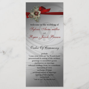 Programme Mariage de broche vintage ruban Red FAUX