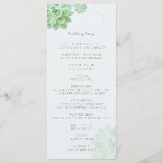 Programme Mariage de Cactus Succulents modernes (Dos)