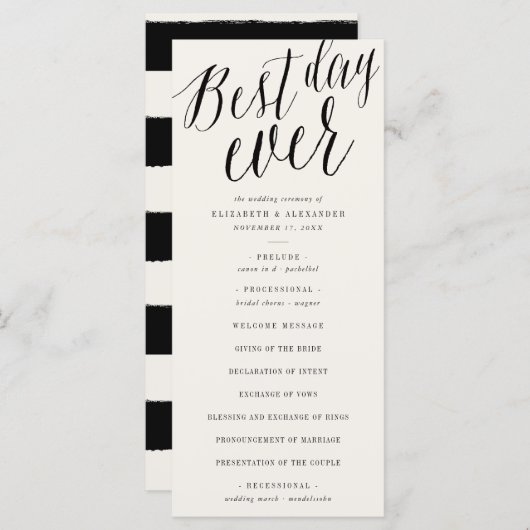 Programme Mariage de calligraphie de script simple le meille (Devant / Derrière)