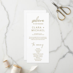 Programme Mariage de calligraphie d'or de Whimsical