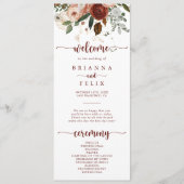 Programme Mariage de calligraphie florale couleur or rustiqu (Devant)