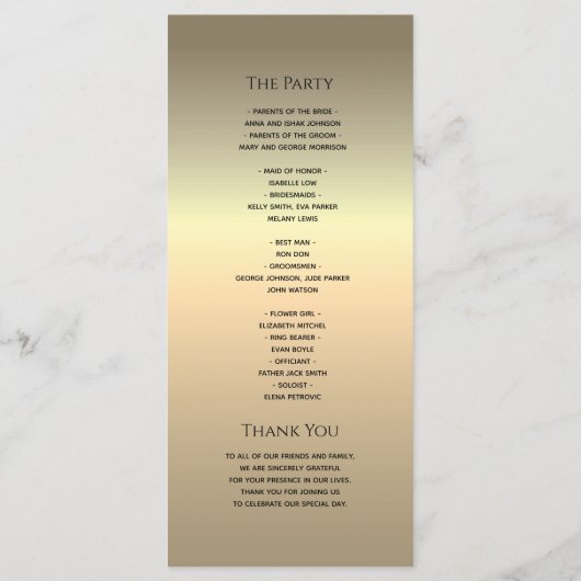 Programme Mariage de calligraphie moderne simple (Dos)