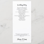 Programme Mariage de calligraphie noir et blanc (Dos)