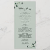 Programme Mariage de calligraphie romantique Eucalyptus Sage (Dos)