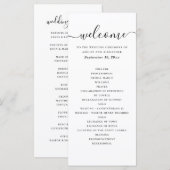 Programme Mariage de calligraphie simple en noir et blanc (Devant / Derrière)
