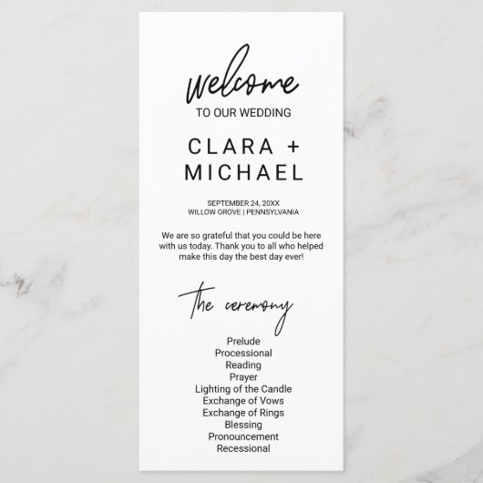 Programme Mariage de calligraphie Whimsical (Devant)