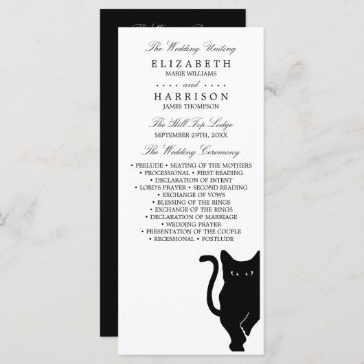 Programme Mariage de chat noir Whimsical moderne (Devant / Derrière)