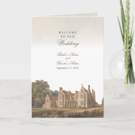 Programme Mariage de château de style anglais vintage (Devant)