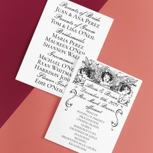 Programme Mariage de Cherubs Victoriens Noir et Blanc