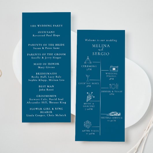 Programme Mariage de chronologie minimaliste bleu