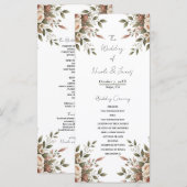 Programme Mariage de coin floral élégant vert olive et blanc (Devant / Derrière)