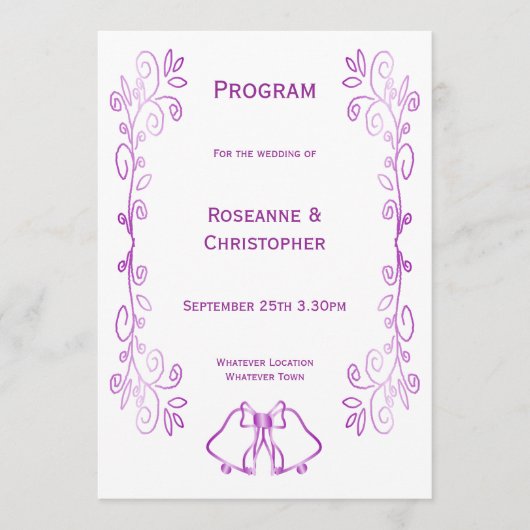 Programme Mariage de conception de défilement de cloches vio (Devant)