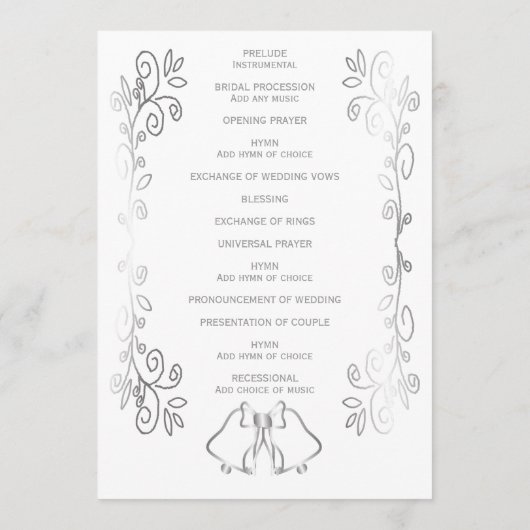 Programme Mariage de conception de défilement Silver Bells (Dos)