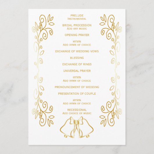Programme Mariage de conception Gold Bells (Dos)