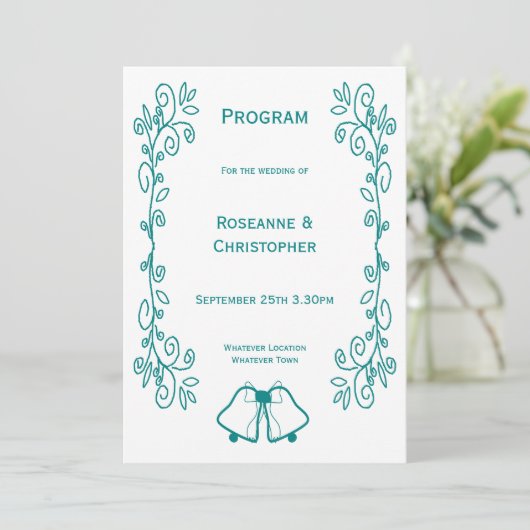 Programme Mariage de conception turquoise pour le défilement (Debout devant)