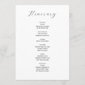 Programme Mariage de couleur vive Lettre d'accueil et itinér (Dos)