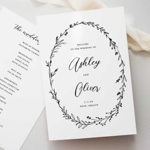 Programme Mariage de couronne de Fleur sauvage blanc et noir