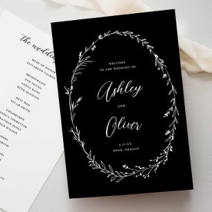 Programme Mariage de couronne de Fleur sauvage noir et blanc