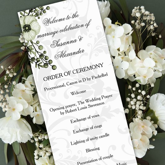 Programme Mariage de couronnes florales Boho vert