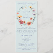 Programme Mariage de courroie Fleur sauvage d'aquarelle bleu (Devant)