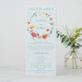 Programme Mariage de courroie Fleur sauvage d'aquarelle bleu (Debout devant)