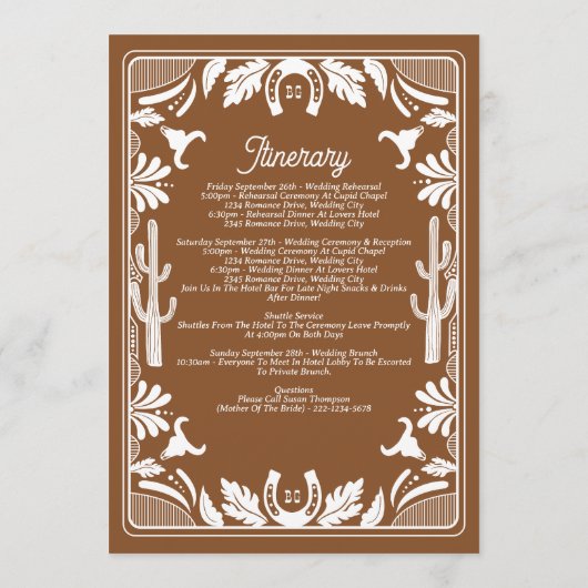 Programme Mariage de cow-boy de style western marron Program (Dos)