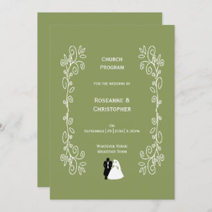 Programme Mariage De Défilement Sage Green Bride Et Groom