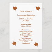 Programme Mariage de design d'automne (Dos)
