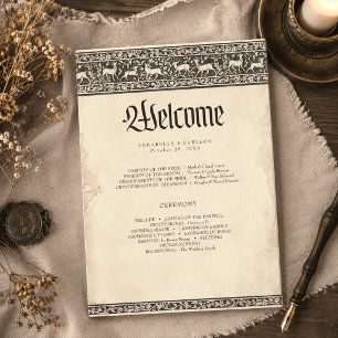 Programme Mariage de fantasy médiéval noir gravure vintage