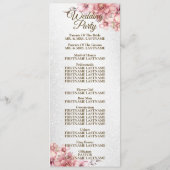 Programme Mariage de fête d'accueil rose aquarelle Fleur bri (Dos)