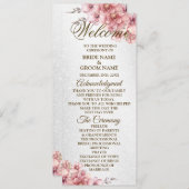 Programme Mariage de fête d'accueil rose aquarelle Fleur bri (Devant / Derrière)