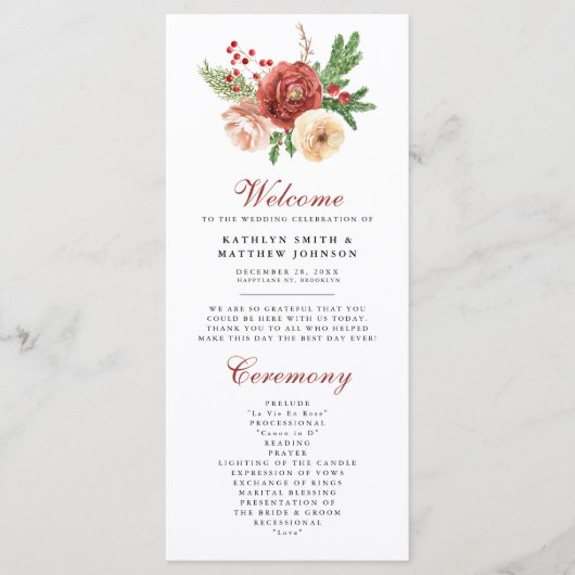 Programme Mariage de feuillage de Pin Floral Terracotta (Devant)