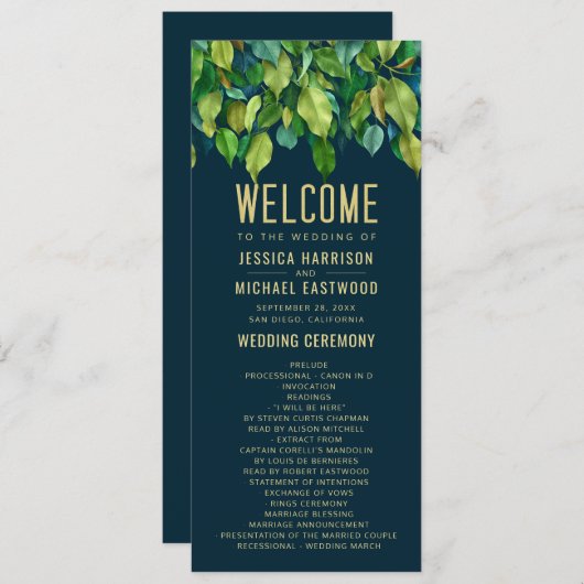 Programme Mariage de feuillage Feuille Green Fall Green Gold (Devant / Derrière)