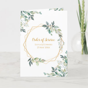 Programme Mariage de feuille d'or géométrique Ordre de servi