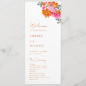 Programme Mariage de fleurs florales d'été rose orange (Devant)