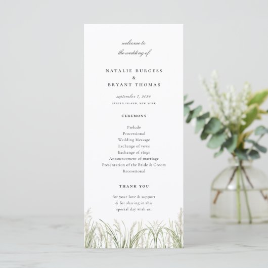 Programme Mariage de laiton Rustique Pampas (Debout devant)