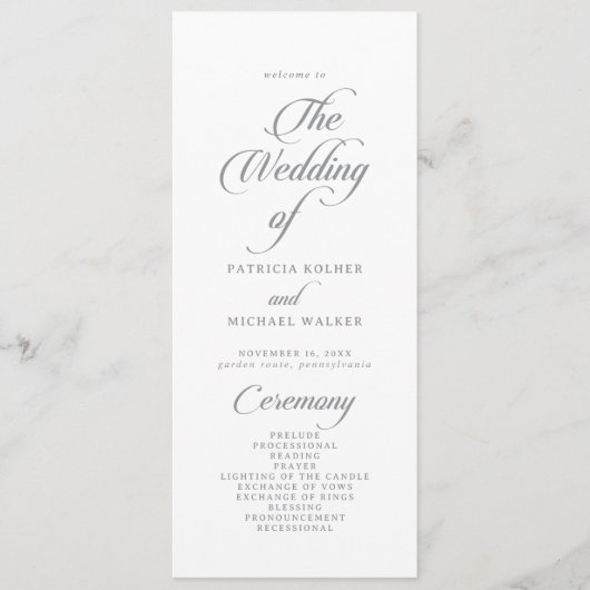Programme Mariage de longueur de thé calligraphié chic class (Devant)