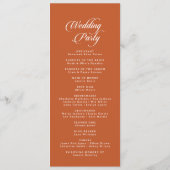 Programme Mariage de longueur de thé de calligraphie en terr (Dos)