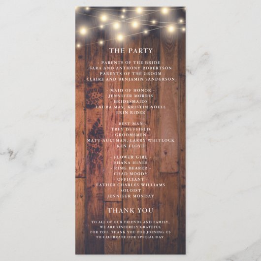 Programme Mariage de lumière à chaîne de bois (Dos)