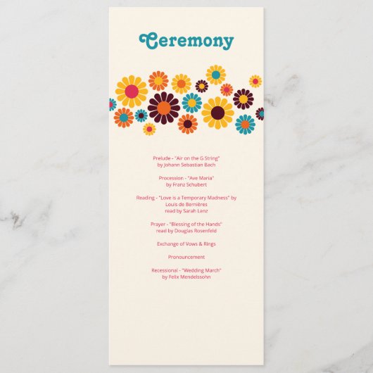 Programme Mariage de marguerite rétro coloré (Devant)