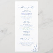 Programme Mariage de monogramme botanique simple bleu (Dos)