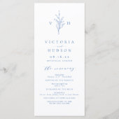 Programme Mariage de monogramme botanique simple bleu (Devant)