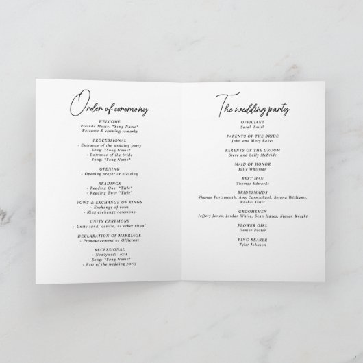 Programme Mariage de monogramme de couronne botanique simple (Intérieur)