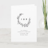 Programme Mariage de monogramme de germe noir et blanc (Devant)