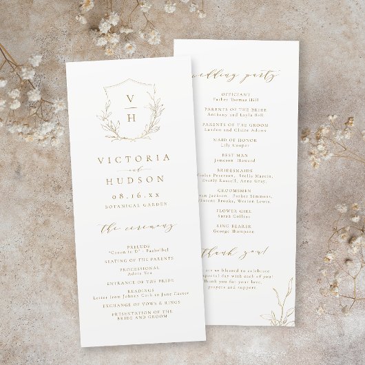 Programme Mariage de monogramme d'écusson botanique simple e