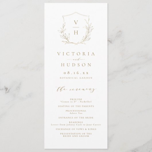 Programme Mariage de monogramme d'écusson botanique simple e (Devant)