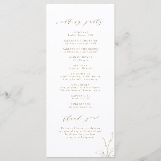 Programme Mariage de monogramme d'écusson botanique simple e (Dos)