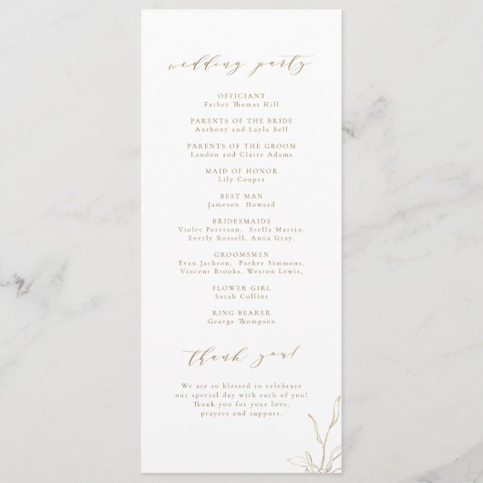 Programme Mariage de monogramme d'écusson botanique simple e (Dos)