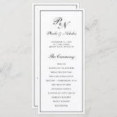 Programme Mariage de monogramme élégant en noir et blanc (Devant / Derrière)