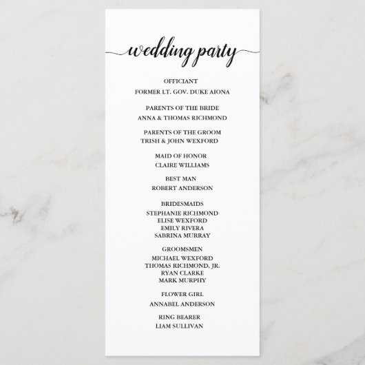 Programme Mariage de monogramme noir et blanc moderne (Dos)